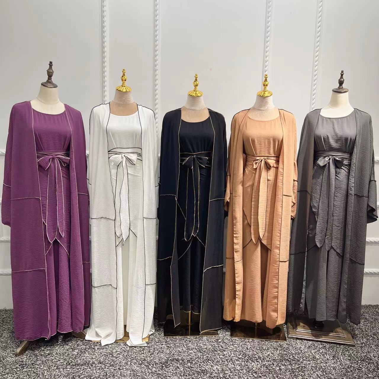 1509# Custom Islamic Clothing 3 Pieces Abaya Set for Muslim Women