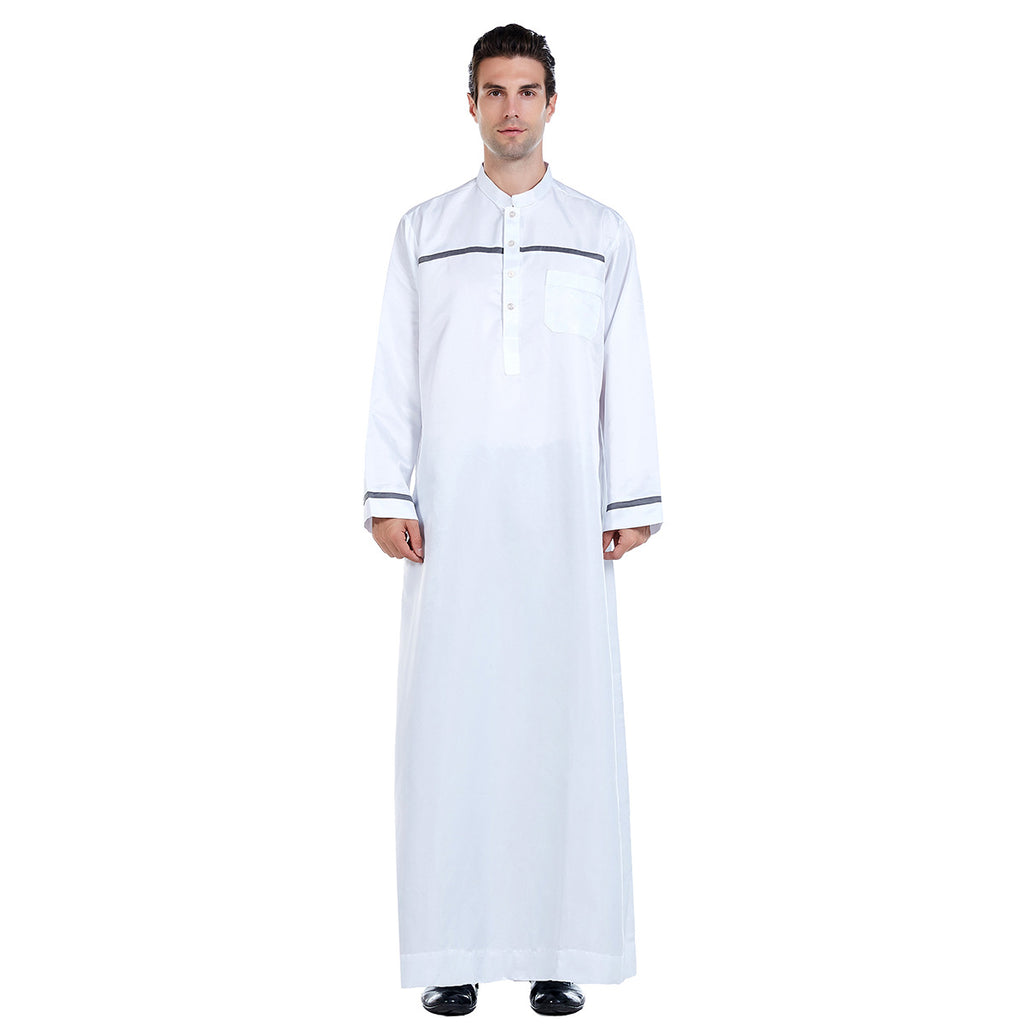 TH818#Abaya Muslim Clothing Long Sleeves O Neck Islamic High Quality Men's Clothing