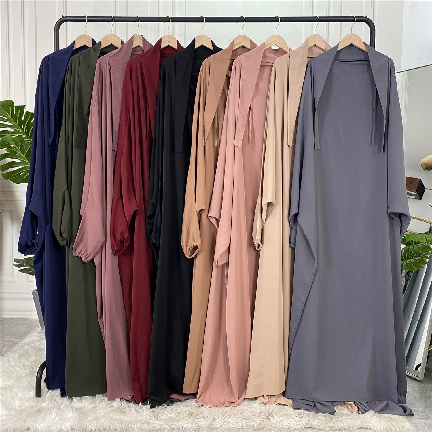 6493#Trending One Piece Full Length Jilbab_ Prayer Abaya High Quality Nida Kimono Dresses