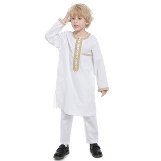 TH878#New buttons islamic children clothing design kids boy robe dubai abaya