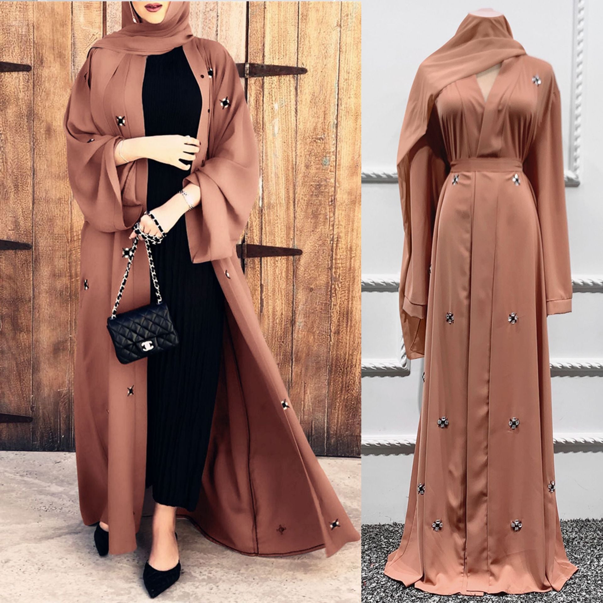 1428#Modest women clothing islamic maxi dress muslim luxury abaya