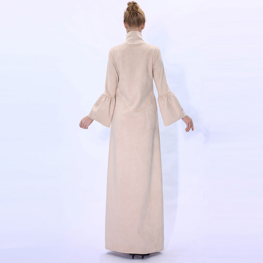 91242#Autumn and winter new  women's suede long dresses