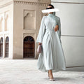1506#3pcs Set Kimono Muslim Matching Outfit Cardigan Dress Wrap Skirt Set