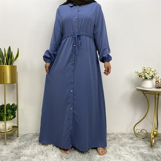 6289#Nida Solid Color Simple Daily Wear Islamic Muslim Dress For Women