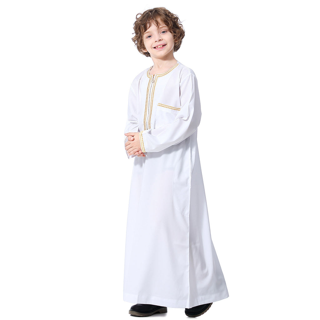 TH875#2019 Latest arabia islamic clothing kaftan arab kids boy robe clothes abaya