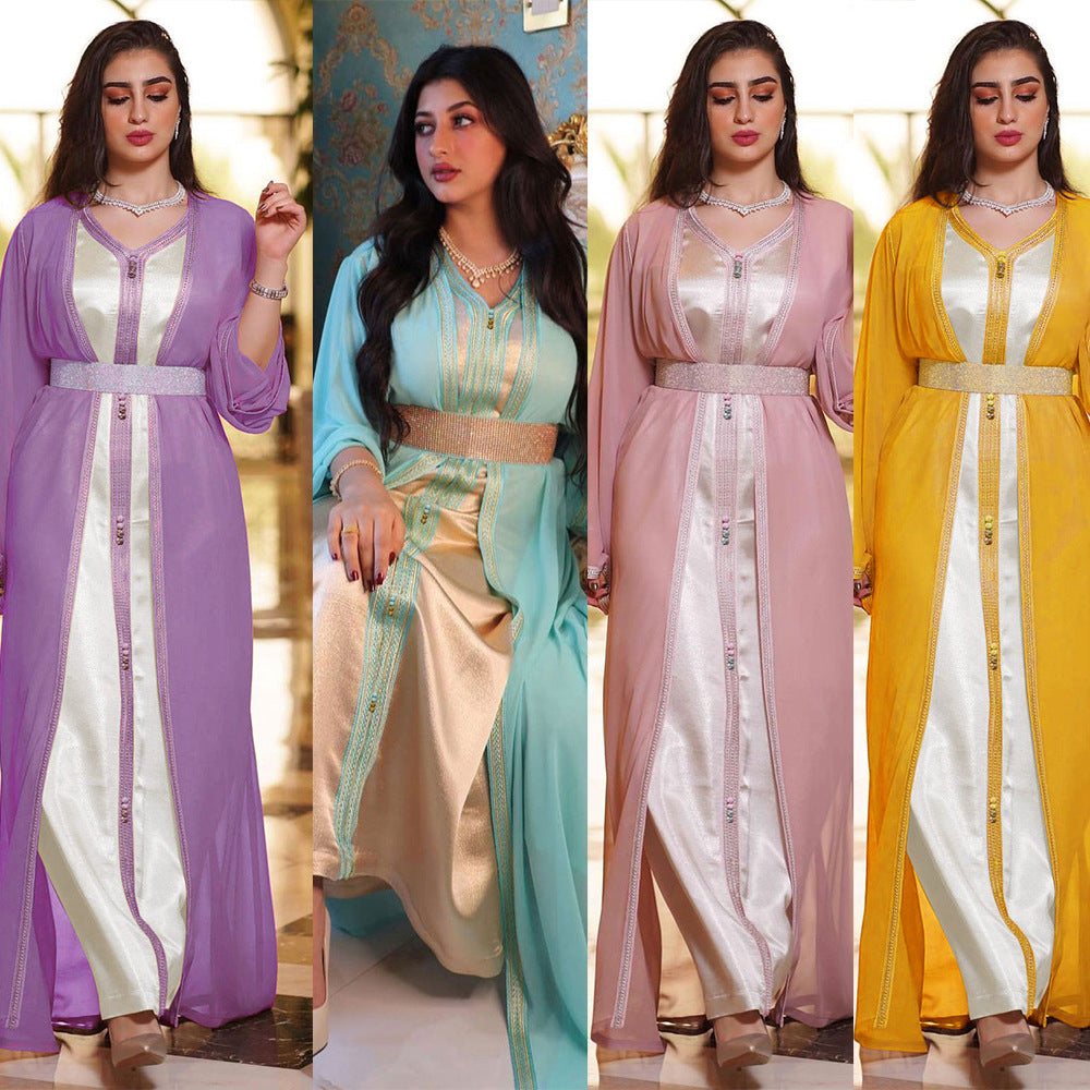 AB147#Middle East commuter ethnic style European and American muslim maxi dresses