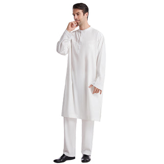 TH822#2 pcs Arab Muslim Wear calf Length Muslim Clothes Jubba Men's Thobe