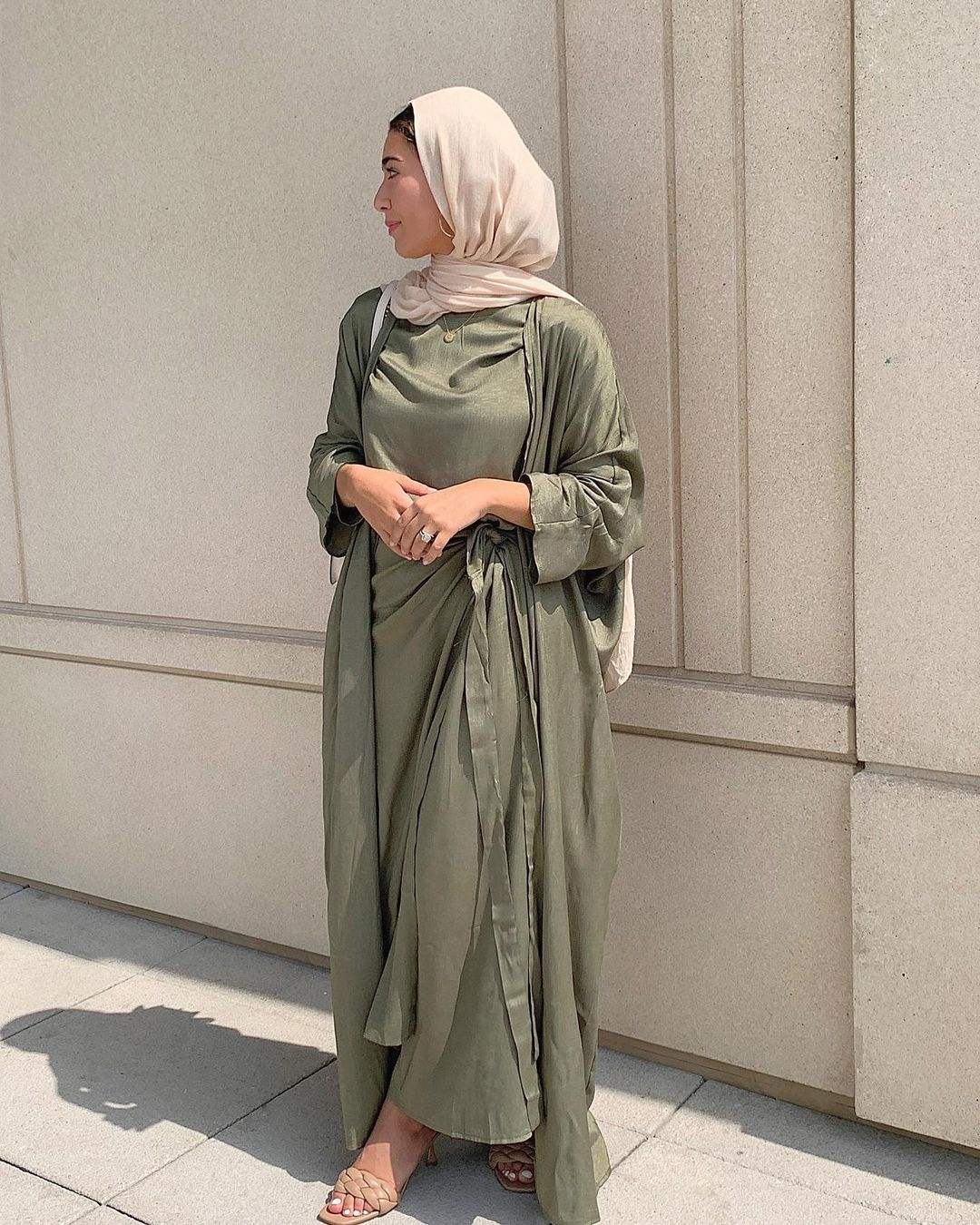 1452#3pcs Set kimono open Cardigan Islamic Clothing Muslim Dress