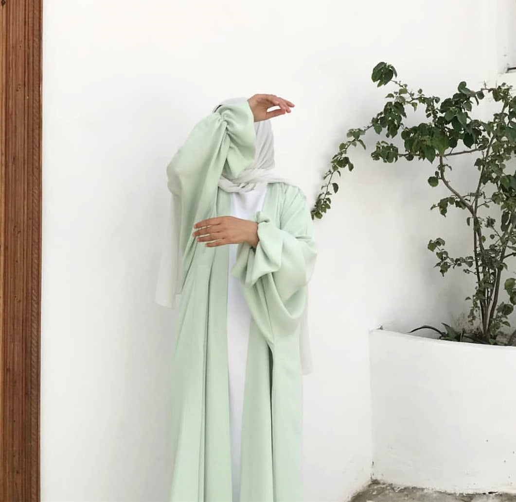 1490# Muslim Latest Open Abaya for EID Satin Kimono Abaya