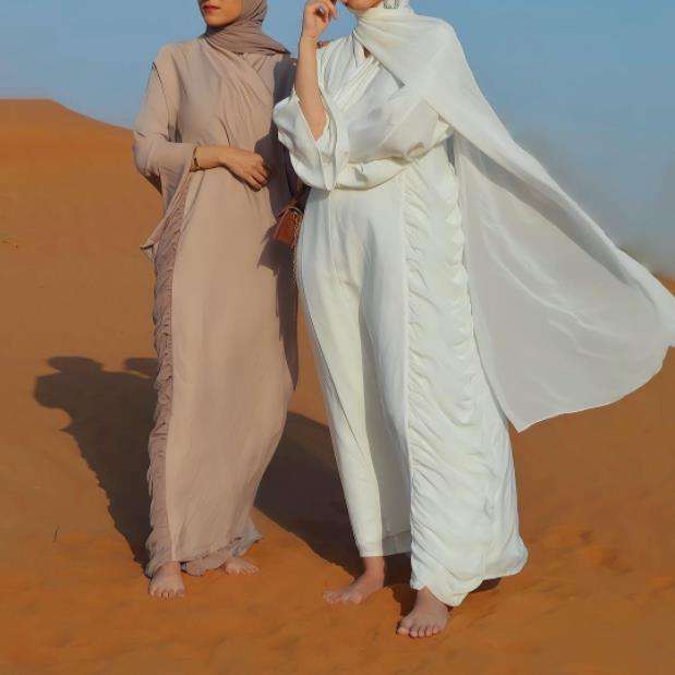1471#Front Open Abaya Muslim abaya with stitch layers Ethnic clothing