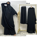 6608#Modest khimar hijab abaya premium quality 2 pcs sets frill elasticated cuff Jilbab_ prayer abayas
