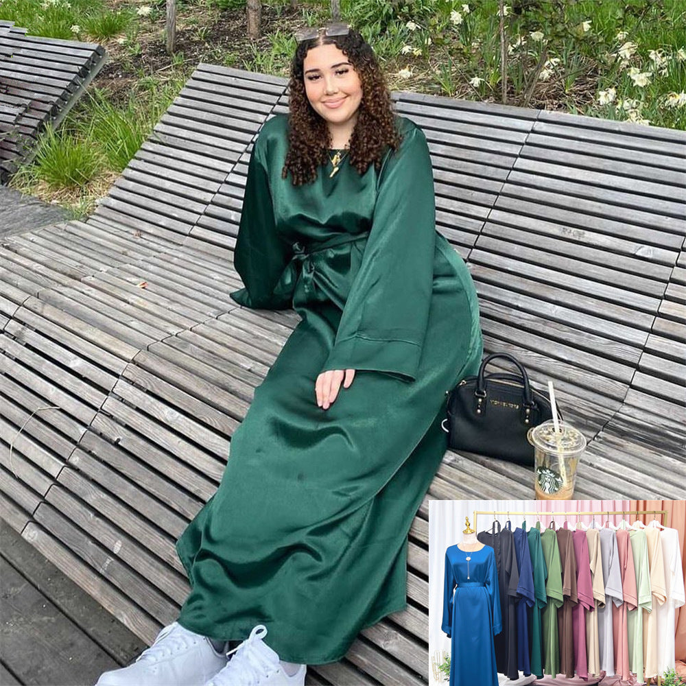 1503#Satin Islamic Dresses for women pakistan dubai clothing wholesale