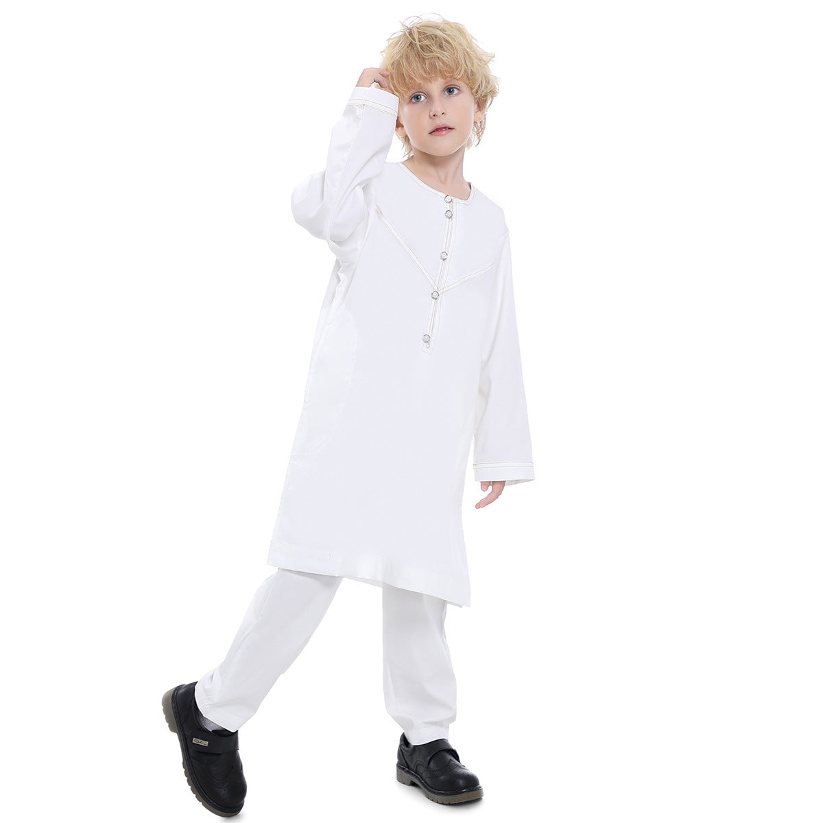 TH879#2 pcs Arab Muslim Wear calf Length Muslim Clothes Jubba Men's Thobe