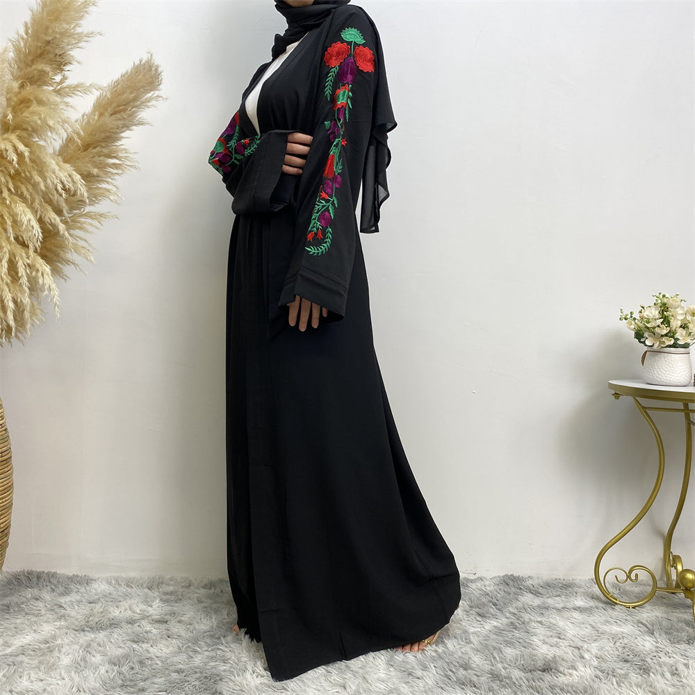 713#High quality polyester embroidered abayas