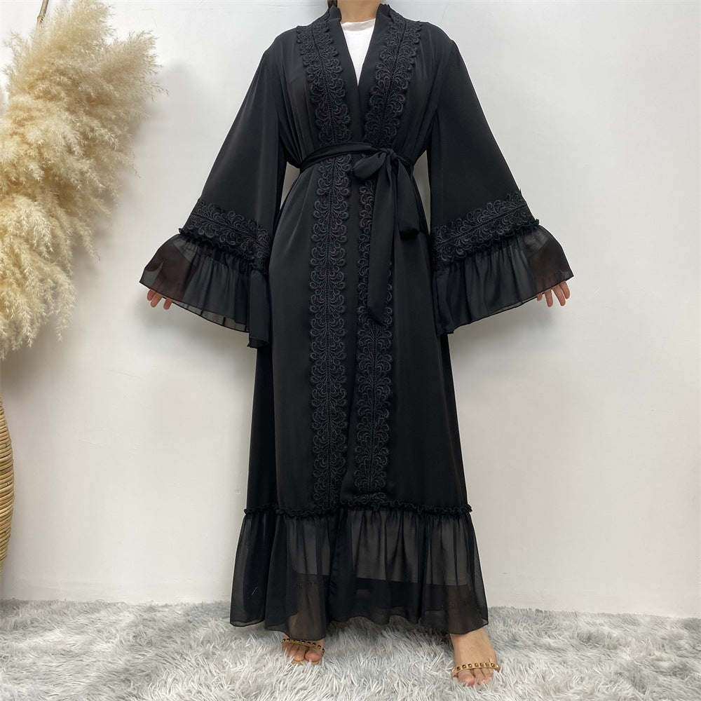 1963#2023 Abaya For Women Dubai Size Middle East Robe Popular Design Black Embroidery Eid Abayas