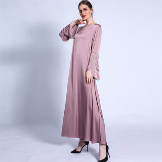 1220#Elegant Long Sleeves Long Dress Render Casual Muslin Women Dress