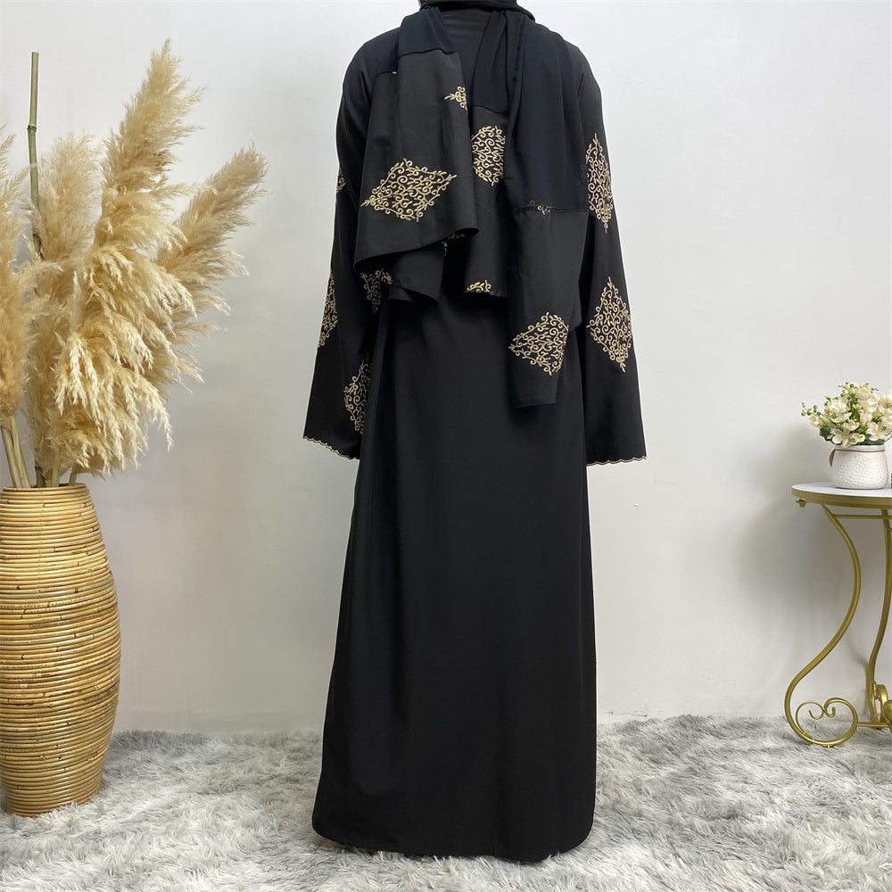 799#Fashion gold embroidered open abaya