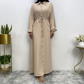 6289#Nida Solid Color Simple Daily Wear Islamic Muslim Dress For Women