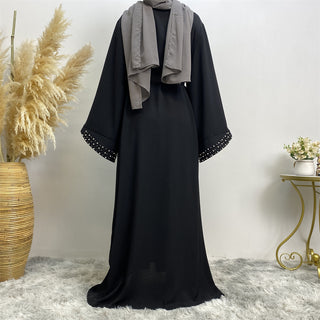 838#Hot sale pearl high quality crepe abayas islamic clothing