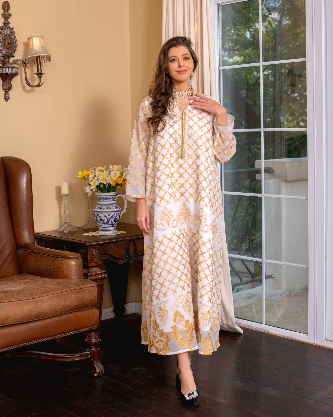 AB276#Hot Selling Robe Casual Cloths Loose Dress for Middle East Women for Ramdam