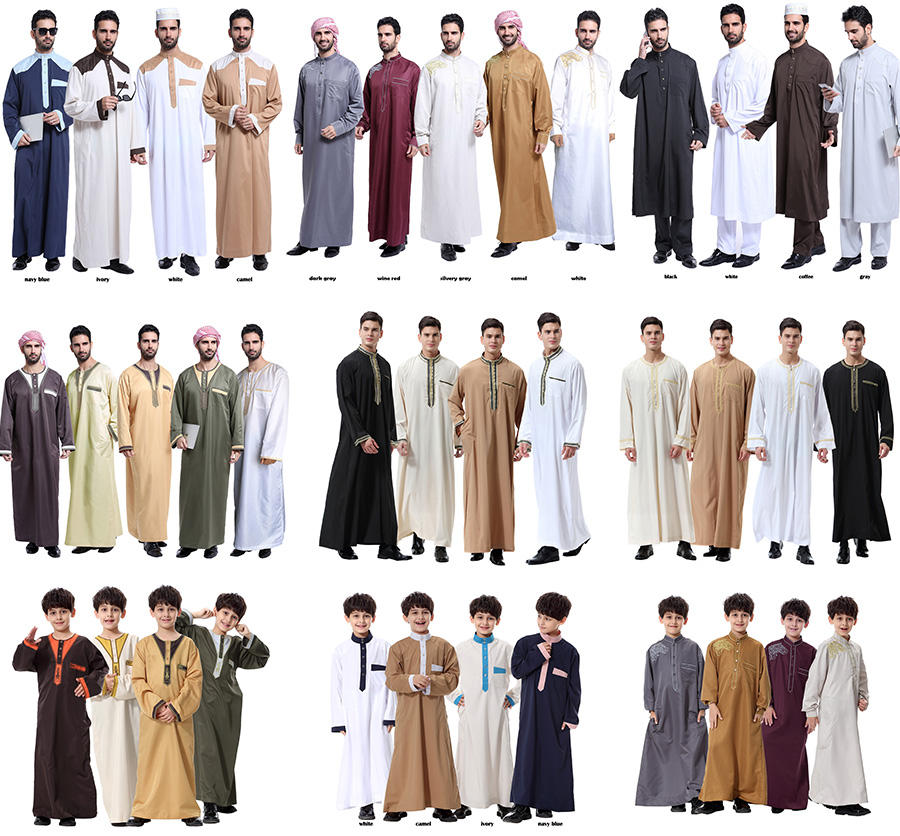 TH804# Hot sale muslim middle east men robe high collar shirt in dubai
