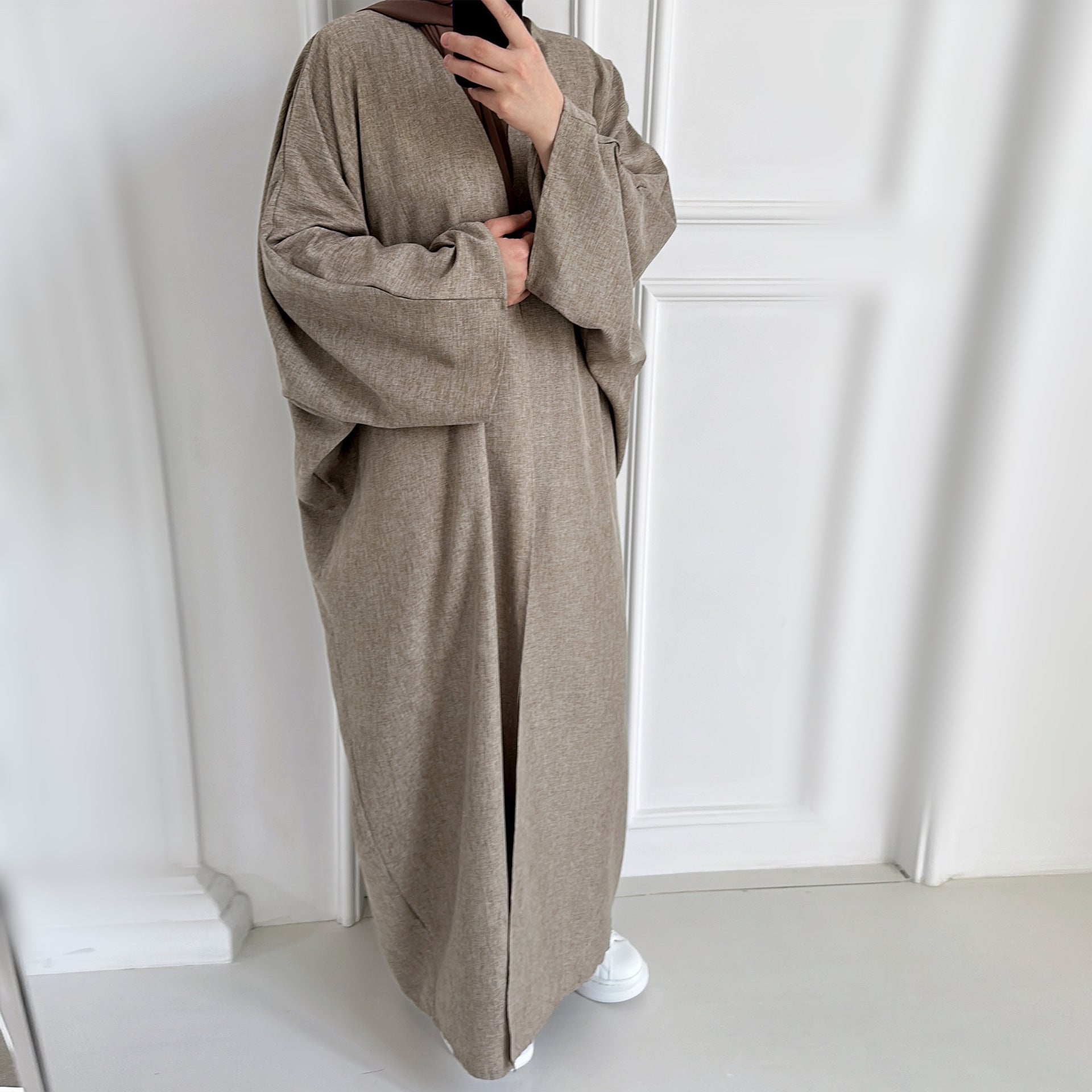 1603#EID Design Islamic Clothing Linen Fabric  Dubai Muslim Abaya