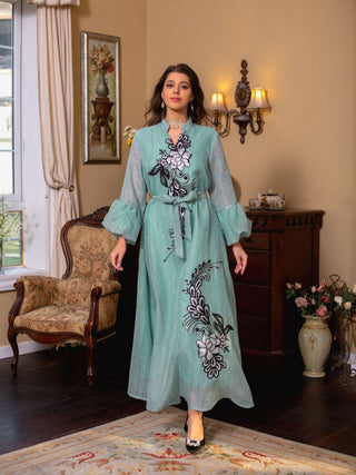 AB268#Middle East Abaya Muslim Ethnic Style Dubai Morocco Embroidery Doris Abaya Dress