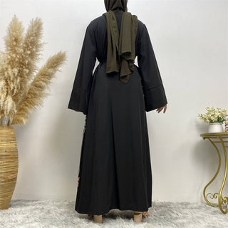 845#Elegant 3D flower open abaya for muslim women