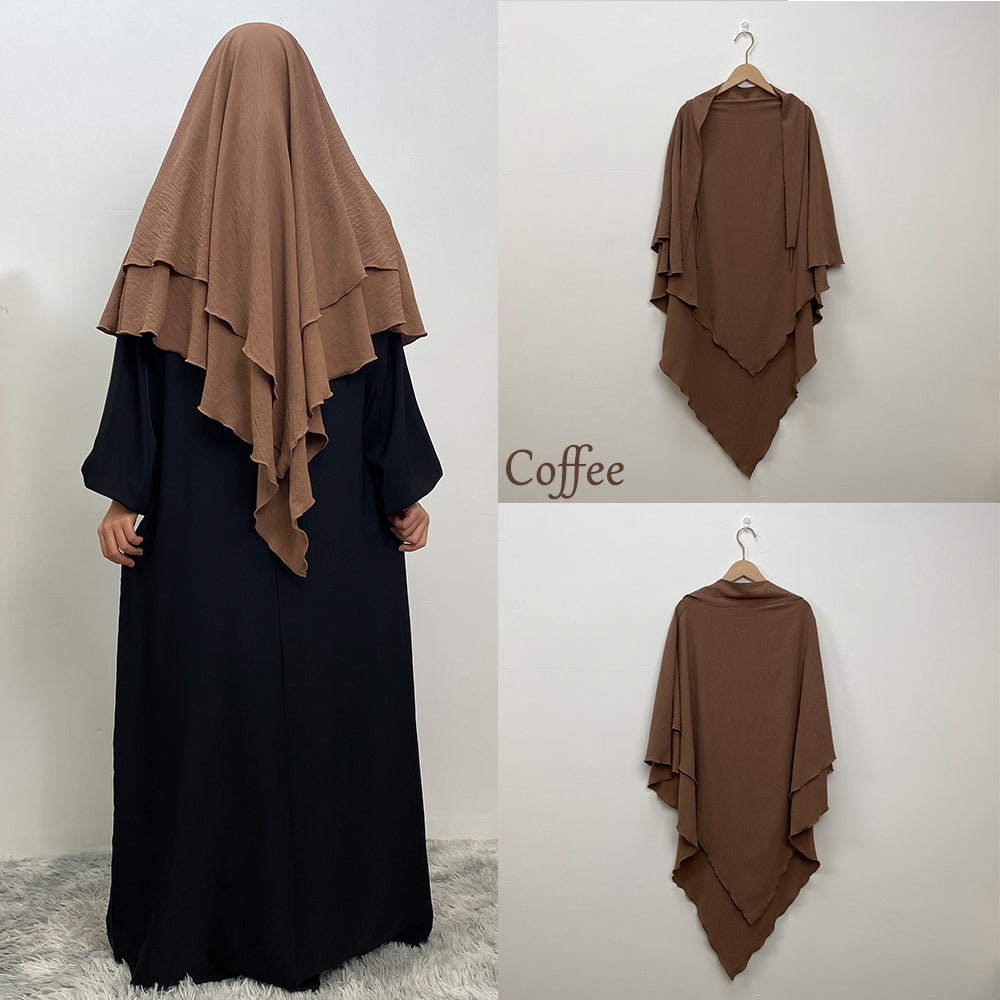 2307# New arrival wrinkle crepe two layer fashion prayer scarf head cover shawl