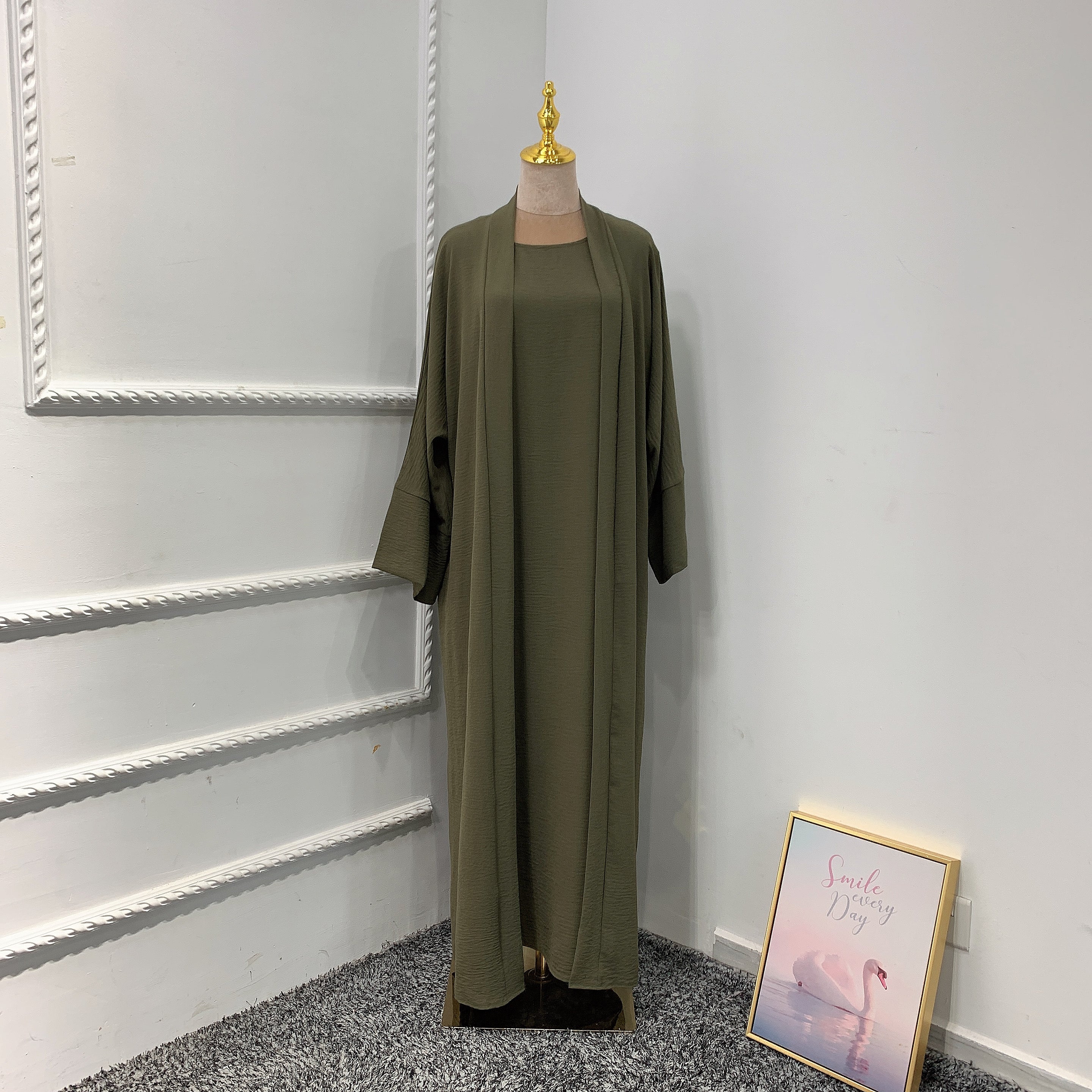 1480#Hot selling high quality cheap price Muslim women 2pcs Abaya set