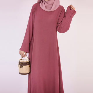 1593#On Sale Solid Color Long Sleeve Islamic Clothing Modest Closed Abaya Dress