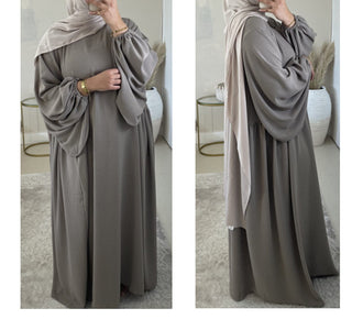 1500#Winkle Polyester Maxi Dress Traditional Muslim Women Long Abaya