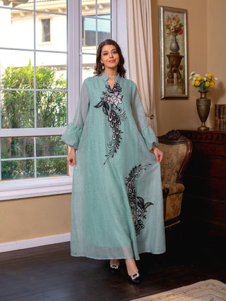 AB268#Middle East Abaya Muslim Ethnic Style Dubai Morocco Embroidery Doris Abaya Dress