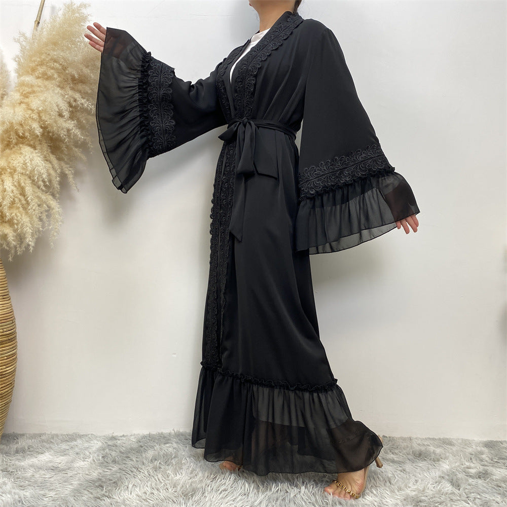 1963#2023 Abaya For Women Dubai Size Middle East Robe Popular Design Black Embroidery Eid Abayas