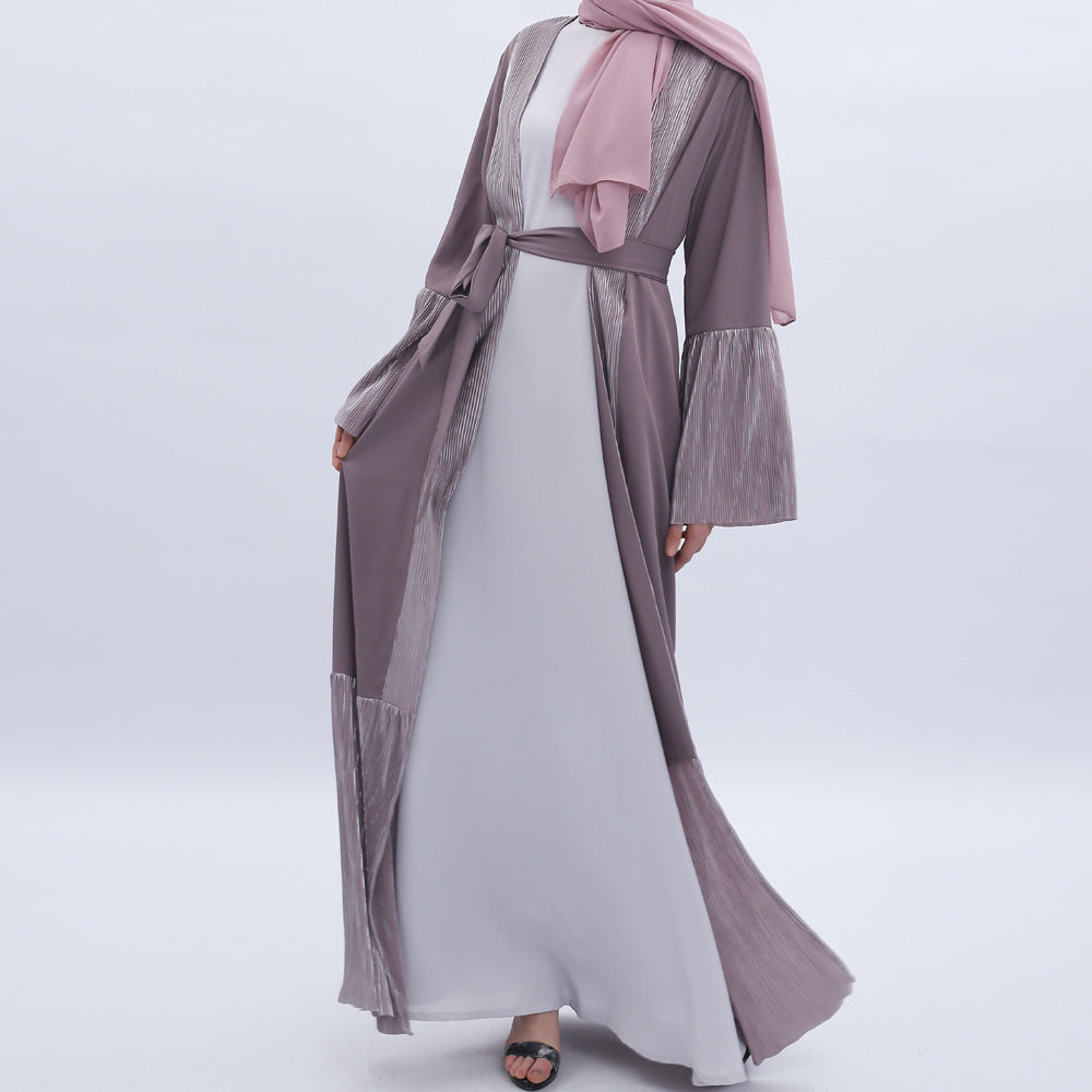 G9501#Long Sleeve Maxi Dress Muslim Ramadan dress cardigan