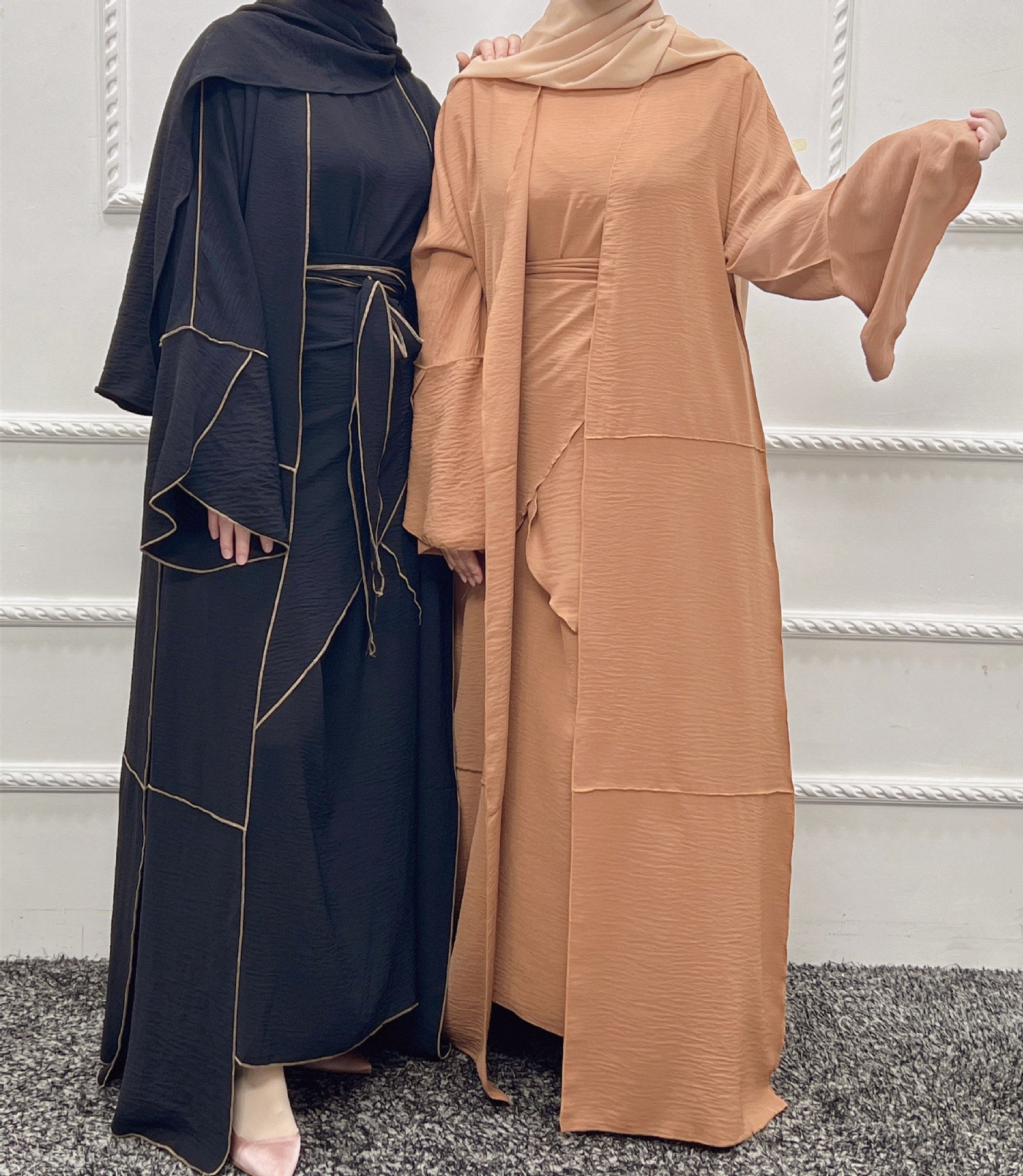 1509# 2023 Latest Islamic Clothing 3 Pieces Abaya Set for Muslim Women