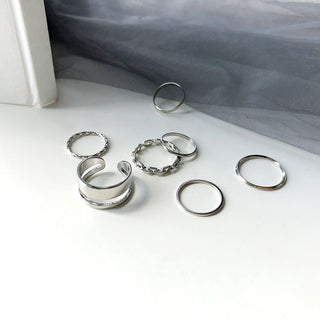 R5# 7pcs Fashion Jewelry Rings Set Hot Selling Metal Women Finger Ring for Girl Wedding Gifts