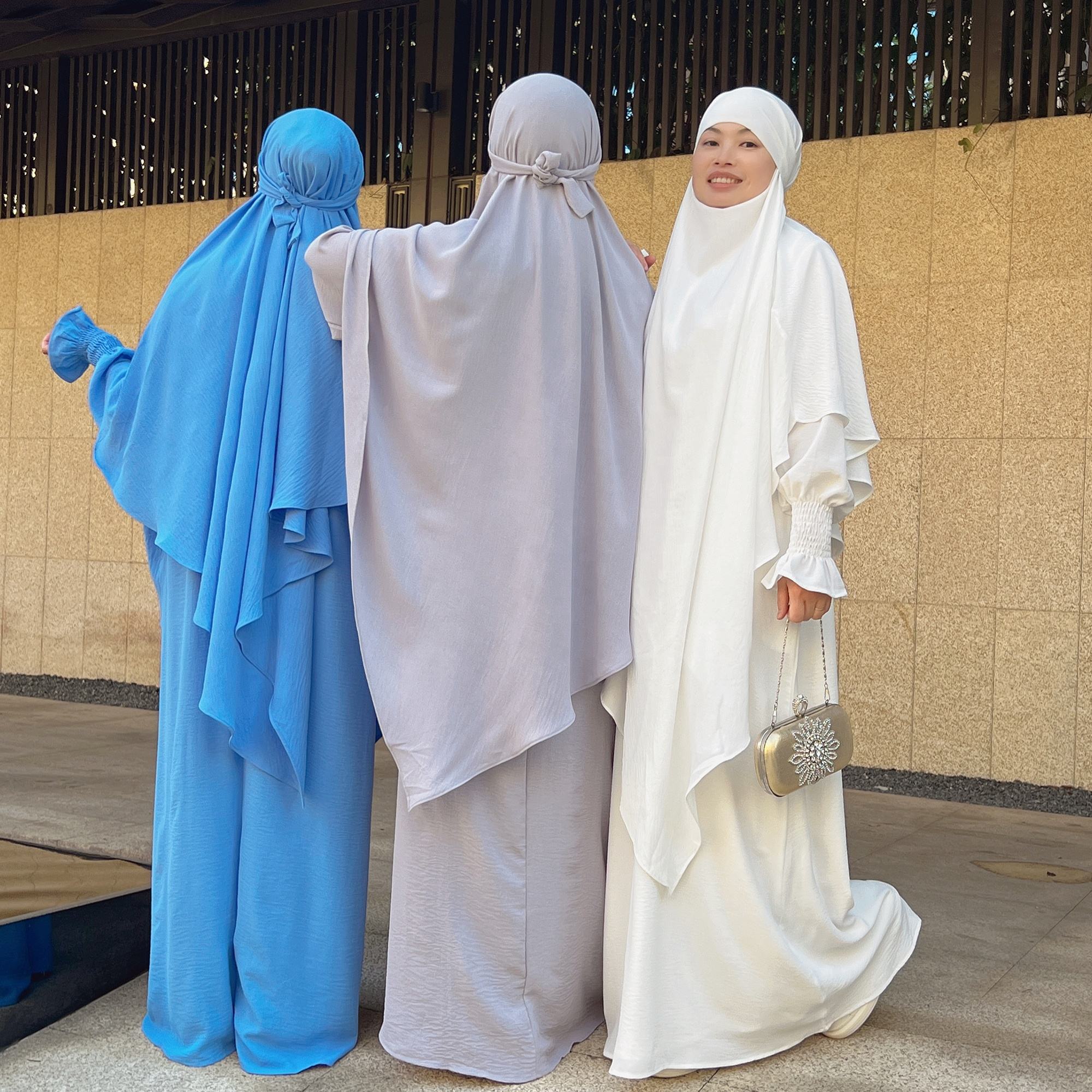 1591#&HJ907#One Layers Khimar Women Muslim Clothing Prayer Dress Two Piece Set Abaya