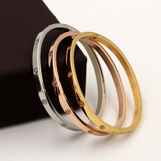 B8# Stainless Steel Bangles and Bangles Cubic Zirconia Golden Woman Jewelry Gifts  Bracelets