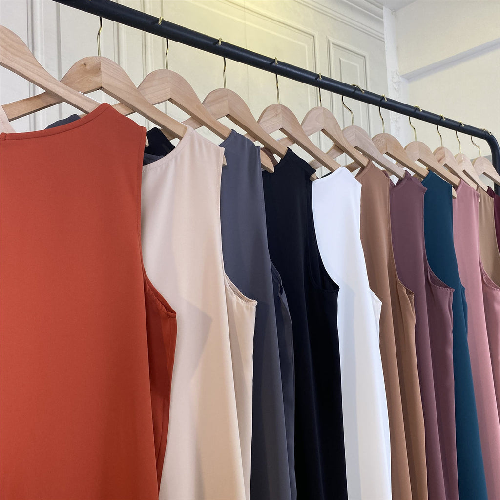 6595#Sleeveless Inner Slip Dress For Muslim Women Summer Daily Long Dresses