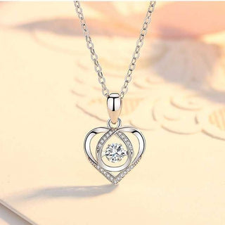 N7#beating heart moving zircon diamond pendant necklace female girlfriend