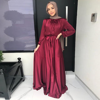 1472#Satin Fashionable Women Muslim Prom Dresses for Dubai