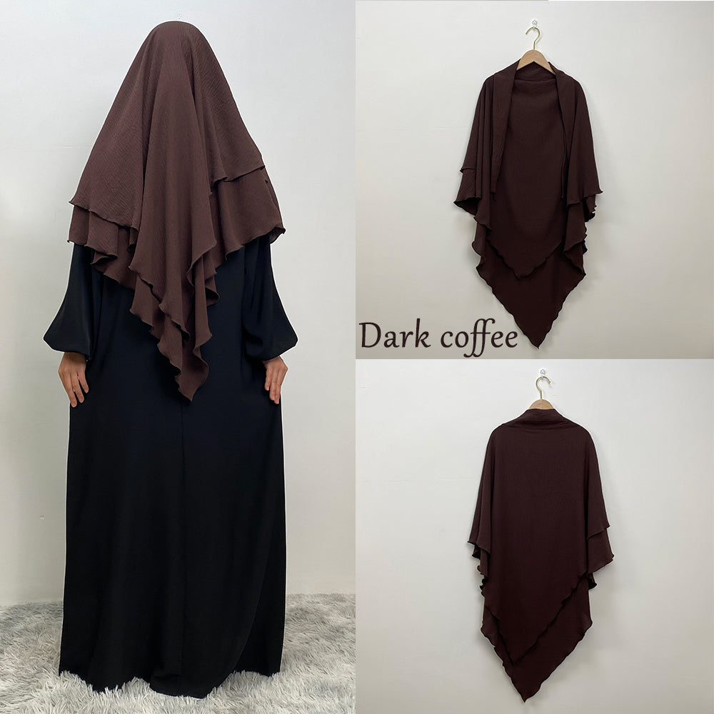 2307# New arrival wrinkle crepe two layer fashion prayer scarf head cover shawl