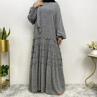 6527#Print Full Lined Chiffon Muslim Fashionable Islamic Women Dress