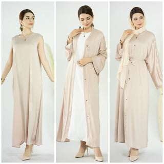 1582&1584#Slip Dress Inner Basic Sleeveless Maix Dress & Satin Abaya Islamic Clothing