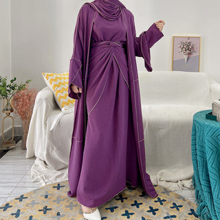 1509# 2023 Latest Islamic Clothing 3 Pieces Abaya Set for Muslim Women