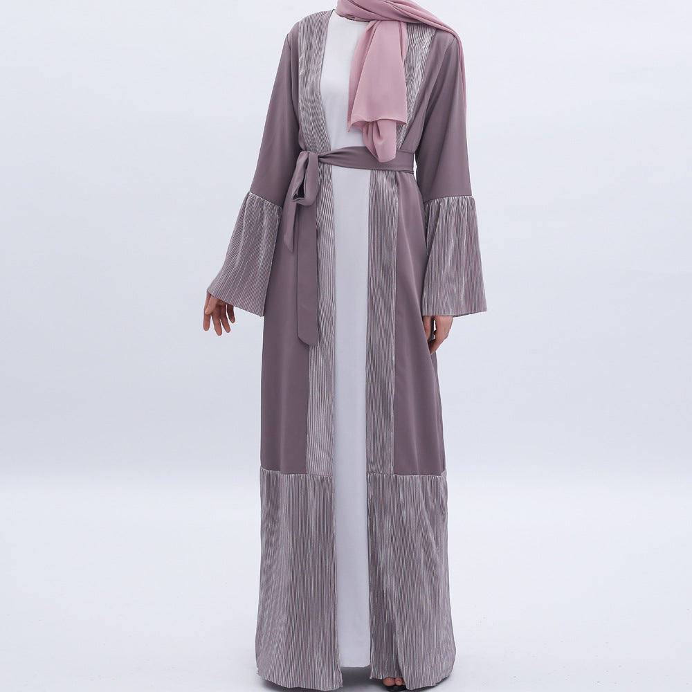 G9501#Long Sleeve Maxi Dress Muslim Ramadan dress cardigan