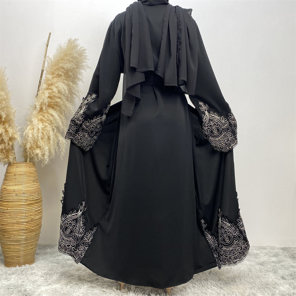 1962# new nida open abaya with silver muslim women eid fashion cardigan