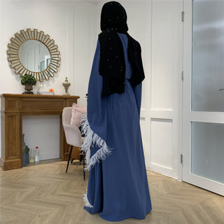 6317#Feather Sleeves Prayer Dress Eid  Women Modest Khimar Hijab Abaya