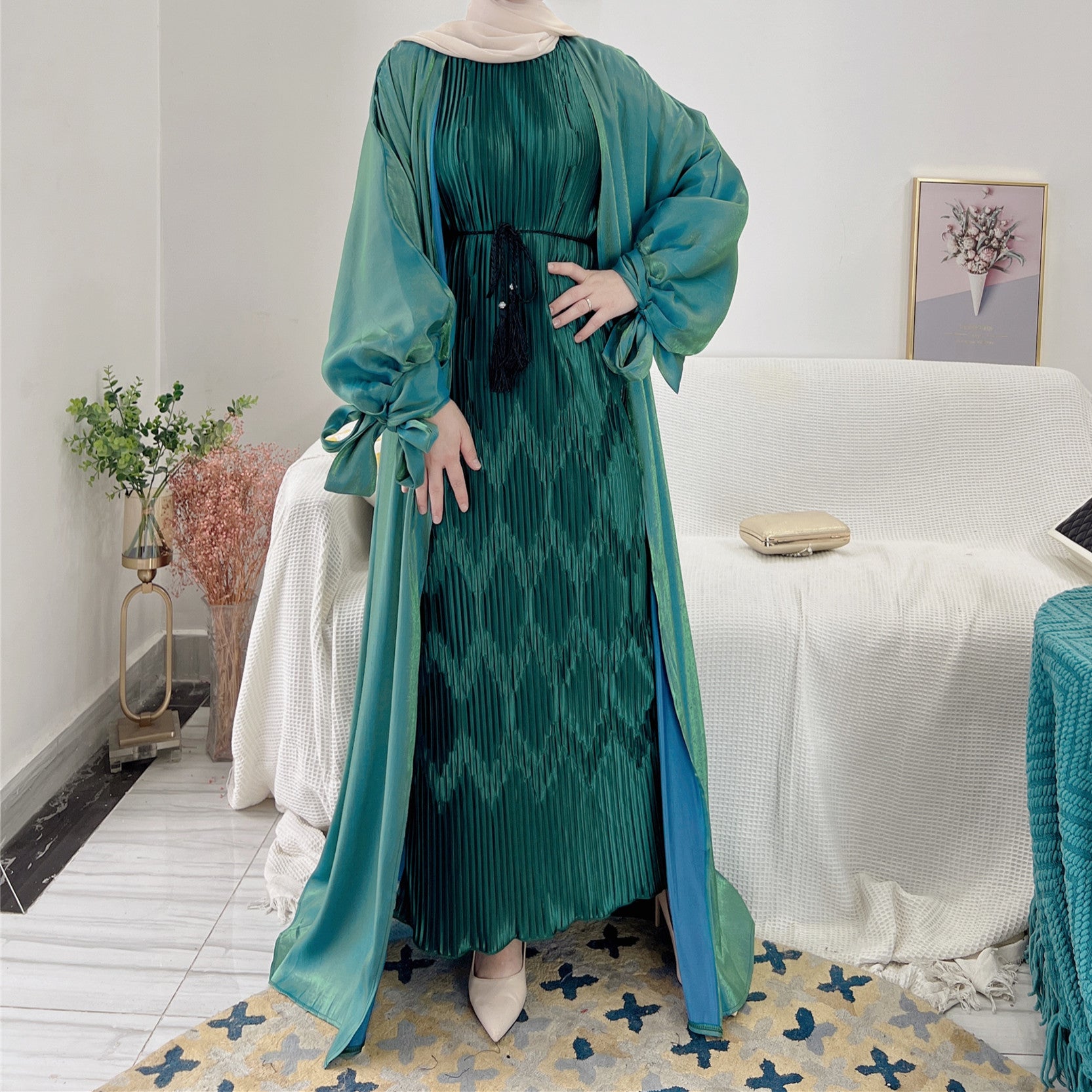 1521#Shiny Abaya eid Dubai simple Dress for Muslim Women wholesale